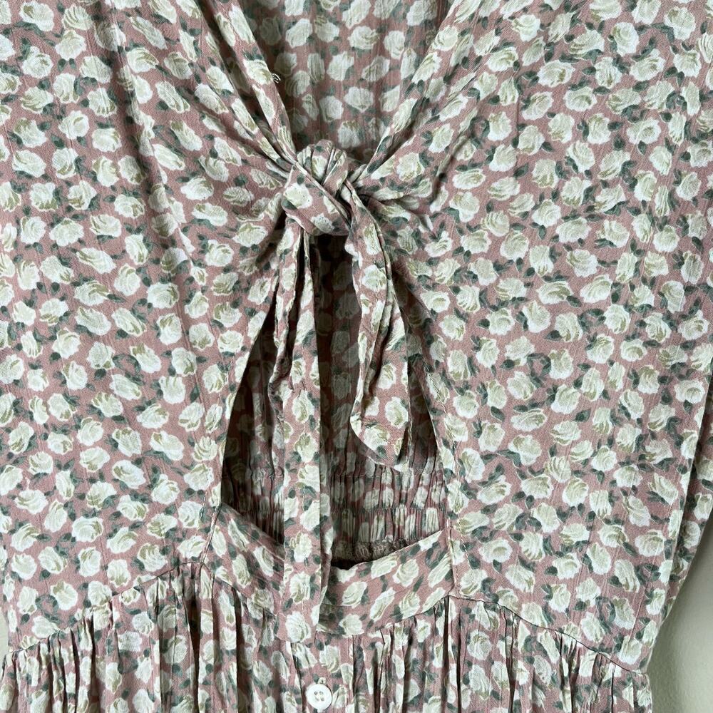 Faithfull The Brand Marigot Tie-Front Dress in Pink Azalea Floral Print, Size 6 - Picture 10 of 15
